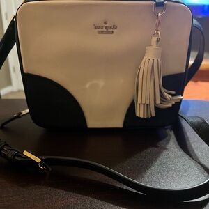 kate spade Black and Cream Two-Tone Crossbody with Tassel